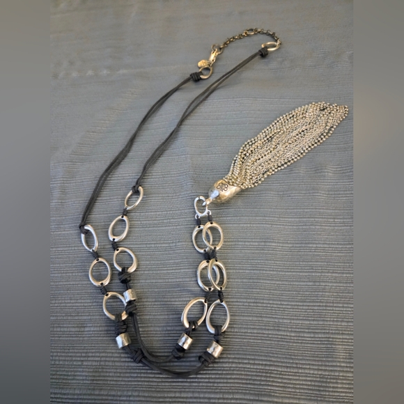 Tassel Silvertone  Long Necklace - Picture 9 of 9